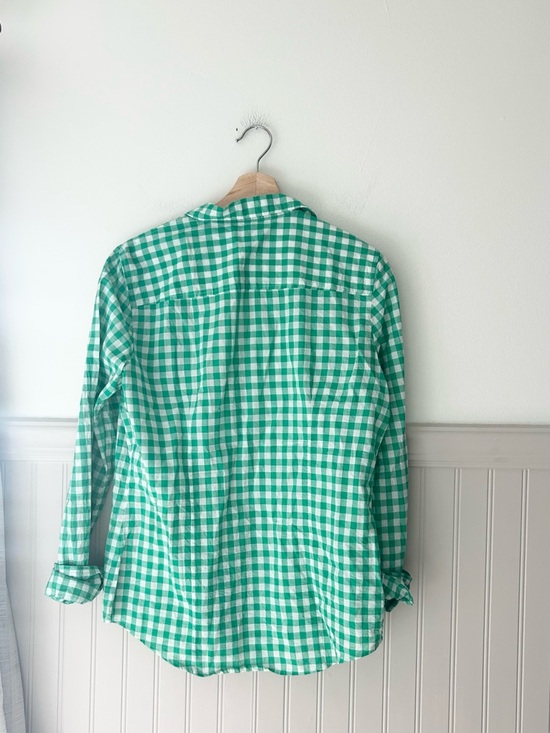 J. Crew Medium Green and White Gingham Long Sleeve Button-Down Shirt - Picture 5 of 7